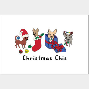 Christmas Chis - Smooth Coat Chihuahuas - Christmas Chihuahua Tee Posters and Art